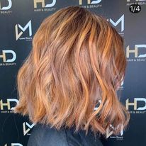 hd hair red bob style hd logo in background