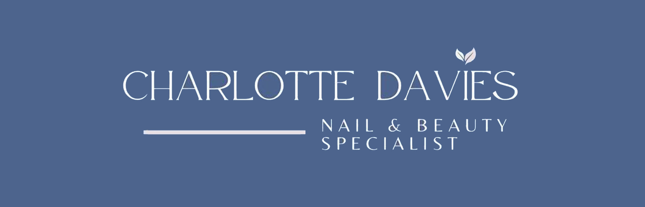 charlotte davis nails logo blue with text and leaves above the i