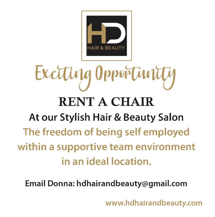 hd hair logo exciting opportunity scroll text rent a chair text 