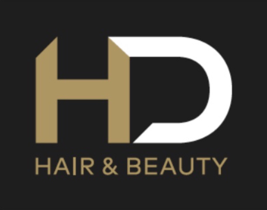 hd hair and beauty logo gold h white d 