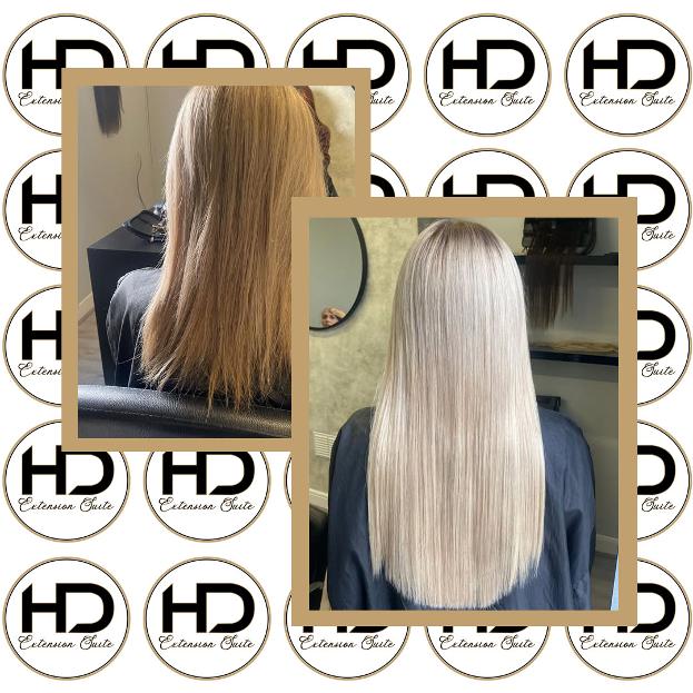 hd extensuon suite in cannock photo of mid length hair transformed into long blond hair